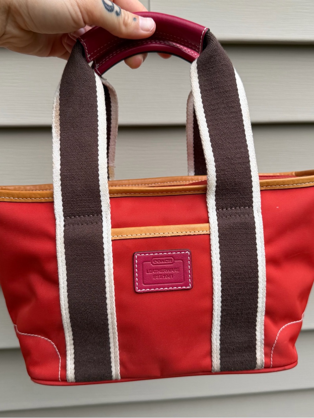 Coach Red Hampton Canvas Mini Tote
